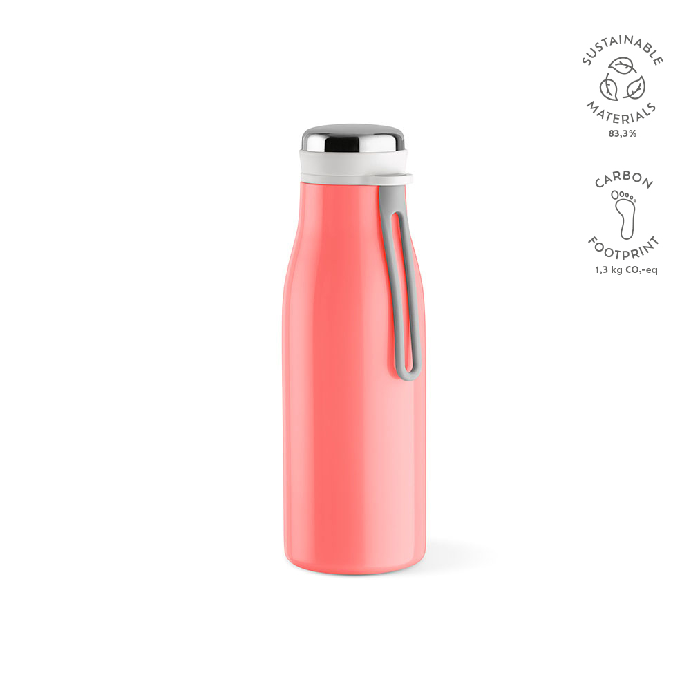 Arkansas 350 Trinkflasche recy.Edelstahl, 400 ml. Doppelwandig, Auslaufsicher - Lachs