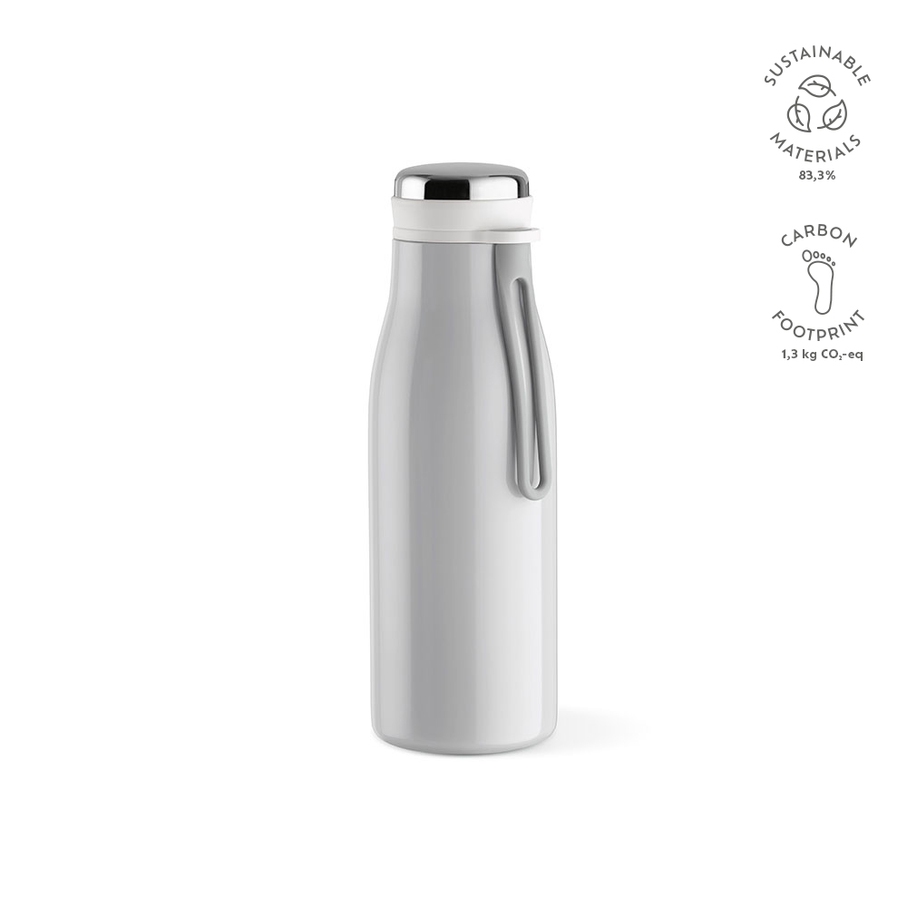 Arkansas 350 Trinkflasche recy.Edelstahl, 400 ml. Doppelwandig, Auslaufsicher - hellgrau