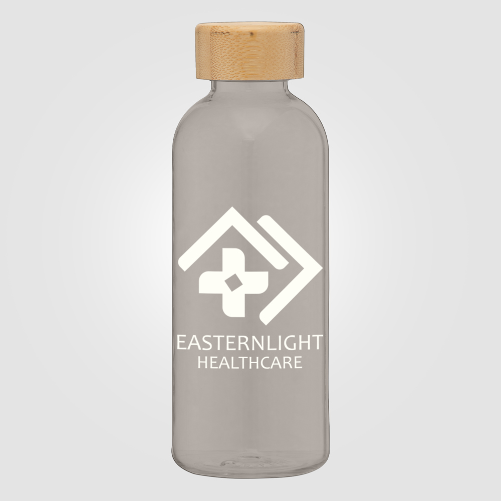 Strom - 650 ml rPET Trinkflasche mit Bambus-Deckel - Rauchgrau (#373A36)