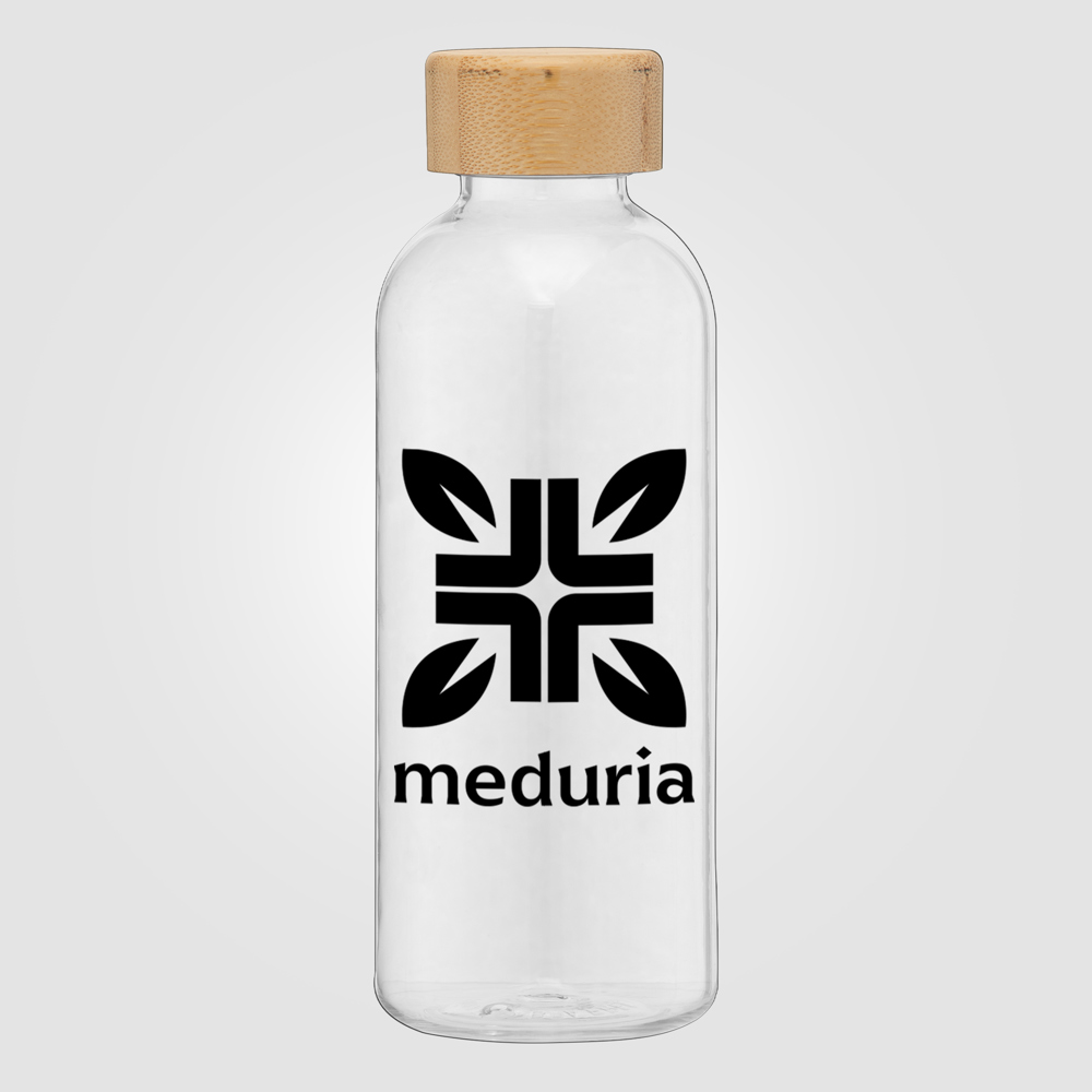 Strom - 650 ml rPET Trinkflasche mit Bambus-Deckel - Klar (#FFFFFF)