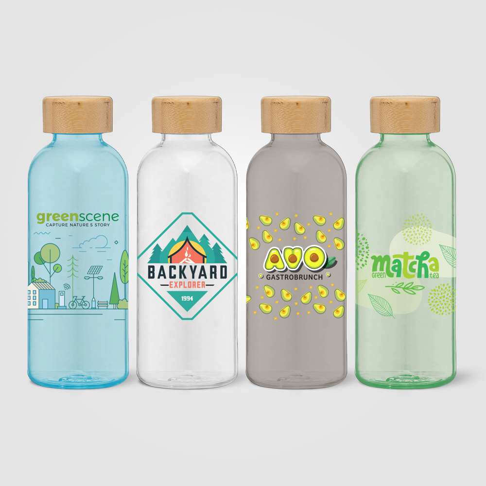 Strom - 650 ml rPET Trinkflasche mit Bambus-Deckel